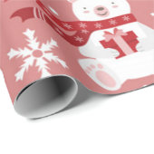 Beer met kerstfeestjes cadeaupapier (Rol Hoek)