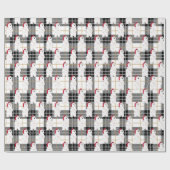 Beer met kerstinslag op tartan cadeaupapier (Vlak)