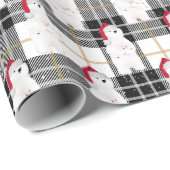 Beer met kerstinslag op tartan cadeaupapier (Rol Hoek)