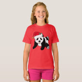 Beer met kerstmis in Santa Hat-Kinderen T-shirt (Voorkant volledig)