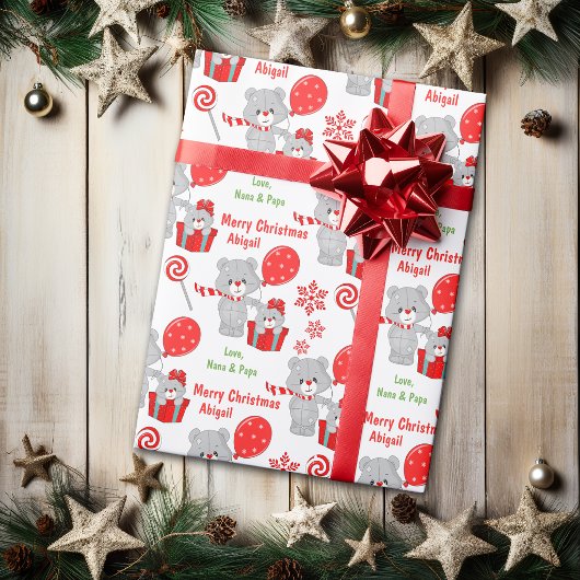 Beer met kerstmis Kinder Cadeaupapier