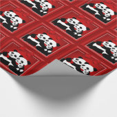 Beer met Kerstmis Panda Familie met Baby Cadeaupapier (Hoek)