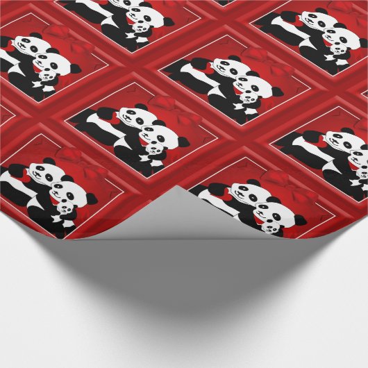 Beer met Kerstmis Panda Familie met Baby Cadeaupapier (Hoek)