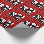 Beer met Kerstmis Panda Familie van Vier Cadeaupapier (Hoek)