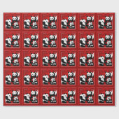 Beer met Kerstmis Panda Familie van Vier Cadeaupapier (Vlak)
