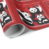 Beer met Kerstmis Panda Familie van Vier Cadeaupapier (Rol Hoek)