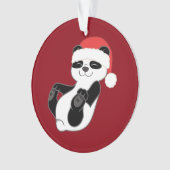 Beer met Kerstmis Panda met Red Santa Hat Ornament (voorkant)