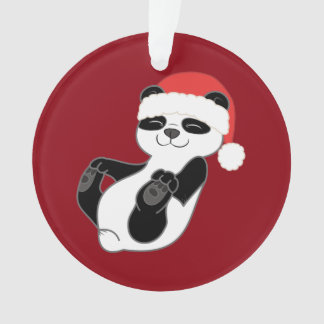 Beer met Kerstmis Panda met Red Santa Hat Ornament