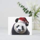 Beer met Kerstmis Panda met Santa Hat Feestdagenkaart (Staand voorkant)