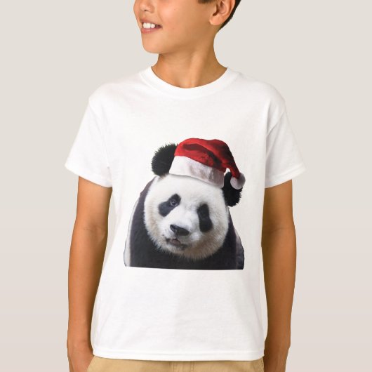 Beer met Kerstmis Panda met Santa Hat T-shirt (Voorkant)