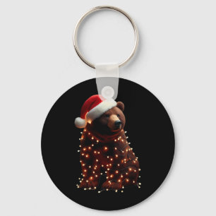 Beer met kerstmuts en kerstverlichting Xmas Brow Sleutelhanger