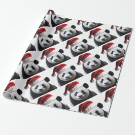 Beer met kerstpanda cadeaupapier