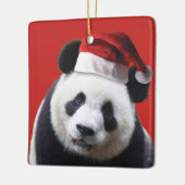 Beer met kerstpanda keramisch ornament (Links)