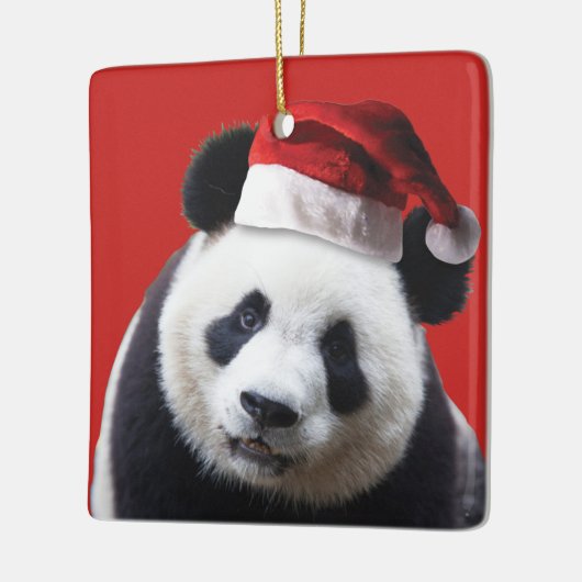 Beer met kerstpanda keramisch ornament (Links)