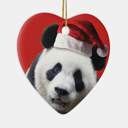 Beer met kerstpanda keramisch ornament (Rechts)