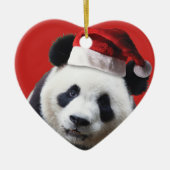 Beer met kerstpanda keramisch ornament (Voorkant)