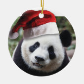 Beer met kerstpanda keramisch ornament (Voorkant)