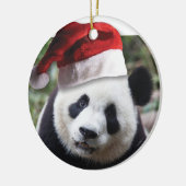 Beer met kerstpanda keramisch ornament (Links)