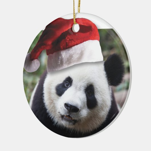 Beer met kerstpanda keramisch ornament (Links)
