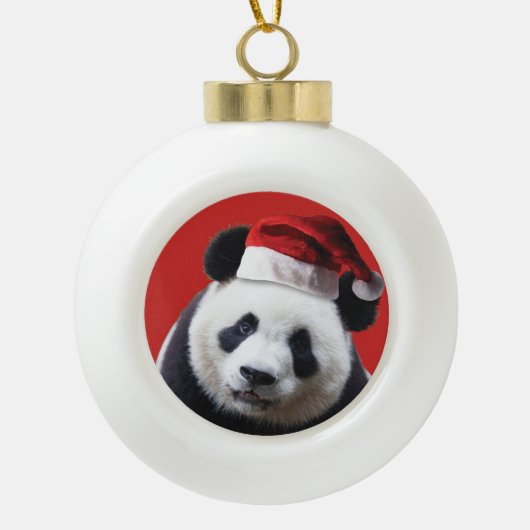 Beer met kerstpanda keramische bal ornament (Voorkant)
