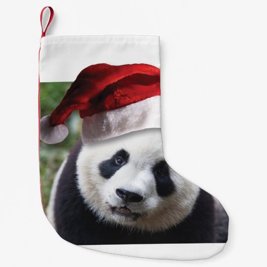 Beer met kerstpanda kleine kerstsok (Voorkant)