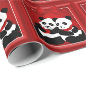 Beer met kerstpanda Papper Glossy Wrapping Cadeaupapier (Rol Hoek)