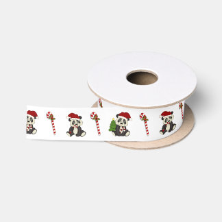 Beer met kerstpanda satijnen lint