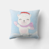 Beer met kerstpolair kerstfeest in Snowfall Kussen (Achterkant)