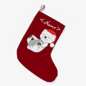 Beer met kerstpolair met rode kerstmanshat kleine kerstsok (Voorkant (Hangend))