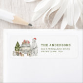 Beer met kerstpolair met Santa Hat-retouradres Etiket (Insitu)