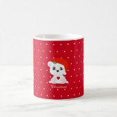 Beer met kerstpolair op rood koffiemok (Center)