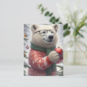 Beer met kerstpolen briefkaart (Staand voorkant)