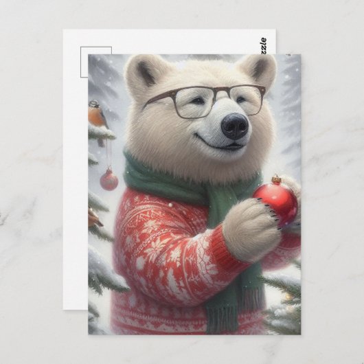 Beer met kerstpolen briefkaart (Voorkant / Achterkant)