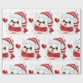 Beer met kerstpolen cadeaupapier (Vlak)