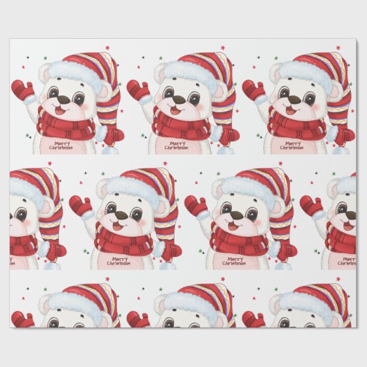 Beer met kerstpolen cadeaupapier (Vlak)