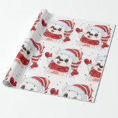 Beer met kerstpolen cadeaupapier (Uitgerold)