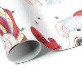 Beer met kerstpolen cadeaupapier (Rol Hoek)