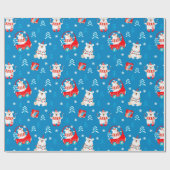 Beer met kerstpolen cadeaupapier (Vlak)