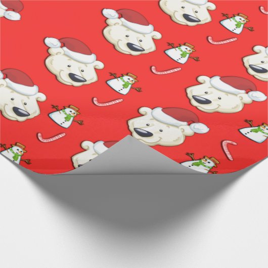 Beer met kerstpolen cadeaupapier (Hoek)