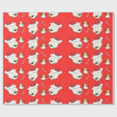 Beer met kerstpolen cadeaupapier (Vlak)