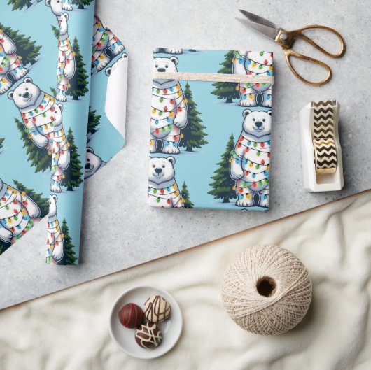 Beer met kerstpolen cadeaupapier (Crafts)