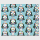 Beer met kerstpolen cadeaupapier (Vlak)