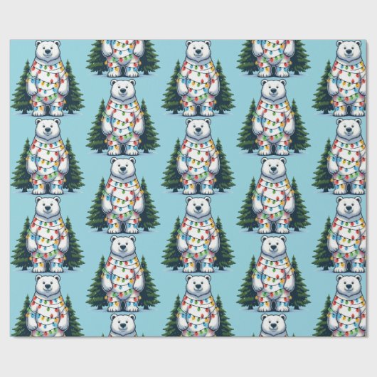 Beer met kerstpolen cadeaupapier (Vlak)