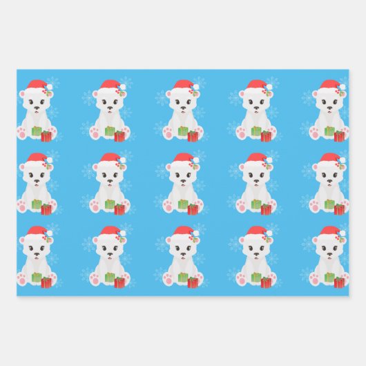 Beer met kerstpolen inpakpapier vel (Voorkant 3)