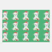 Beer met kerstpolen inpakpapier vel (Voorkant 2)