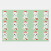 Beer met kerstpolen inpakpapier vel (Voorkant)