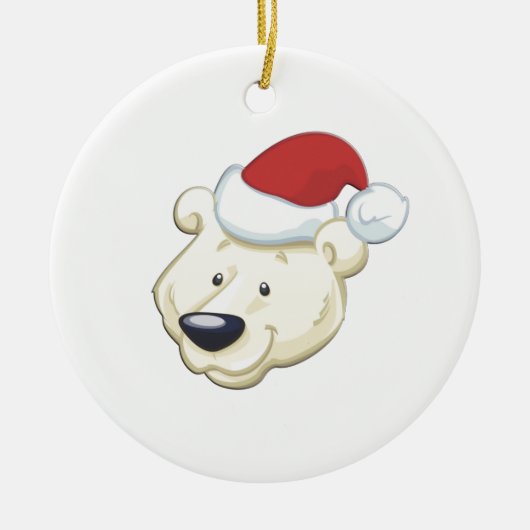 Beer met kerstpolen keramisch ornament (Voorkant)