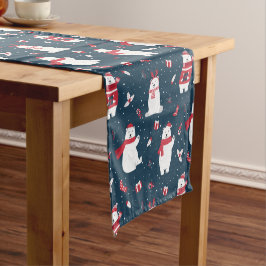 Beer met kerstpolen korte tafelloper