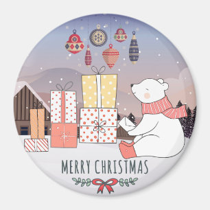 Beer met kerstpolen magneet