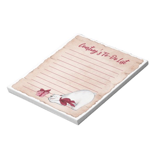 Beer met kerstpolen notitieblok (Linkerzijde)